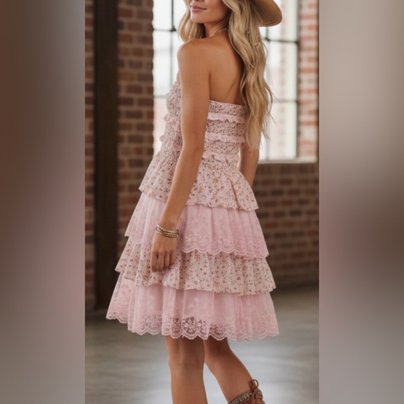 NWT Listicle Floral and Lace Boho Convertible Smocked Dress or Midi Skirt - Picture 3 of 10